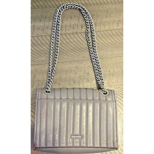 Rebecca Minkoff purse shoulder bag grey Quilted Chain Love zip fall Crossbody